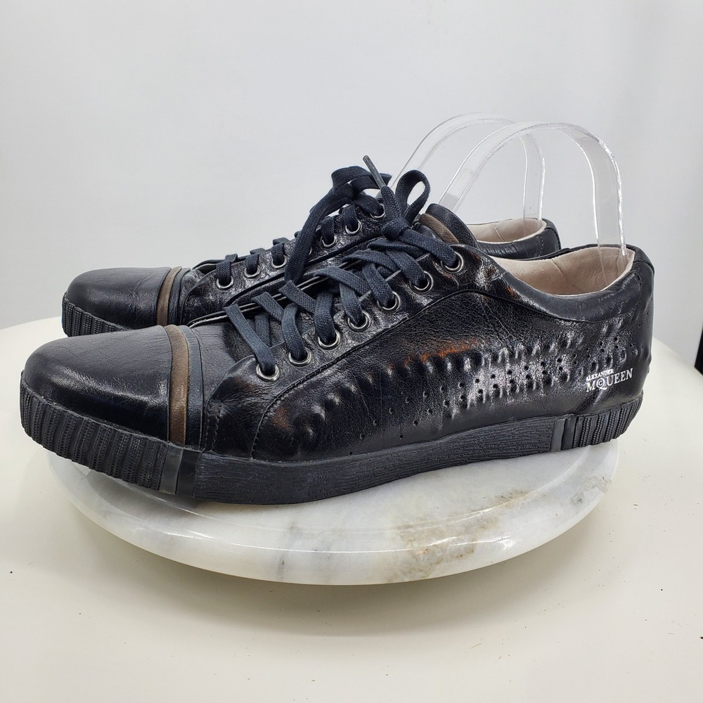 Alexander McQueen X Puma Scarred Street Mens Black Leather Low Top Sneakers 8